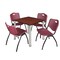 Kee Kee Square Table & Chair Set, Wood, Metal, Plastic Top, Cherry TB3030CHBPCM47BY - alternate 1